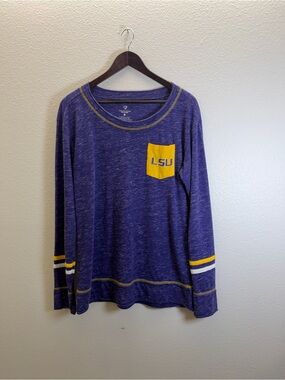 Colosseum Purple Long Sleeve LSU Pocket Tee with Gold Accents